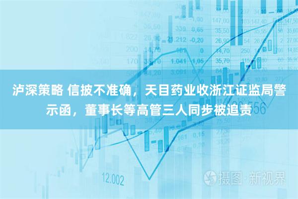 泸深策略 信披不准确，天目药业收浙江证监局警示函，董事长等高管三人同步被追责