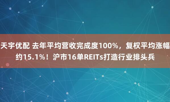 天宇优配 去年平均营收完成度100%,复权平均涨幅约15.1%!沪市16单REITs打造行业排头兵